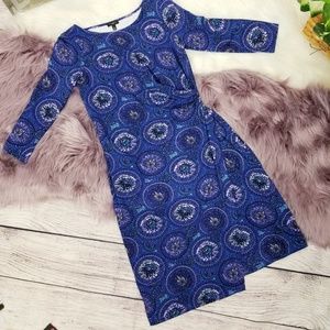 Talbots Blue and Purple Long Sleeve Dress